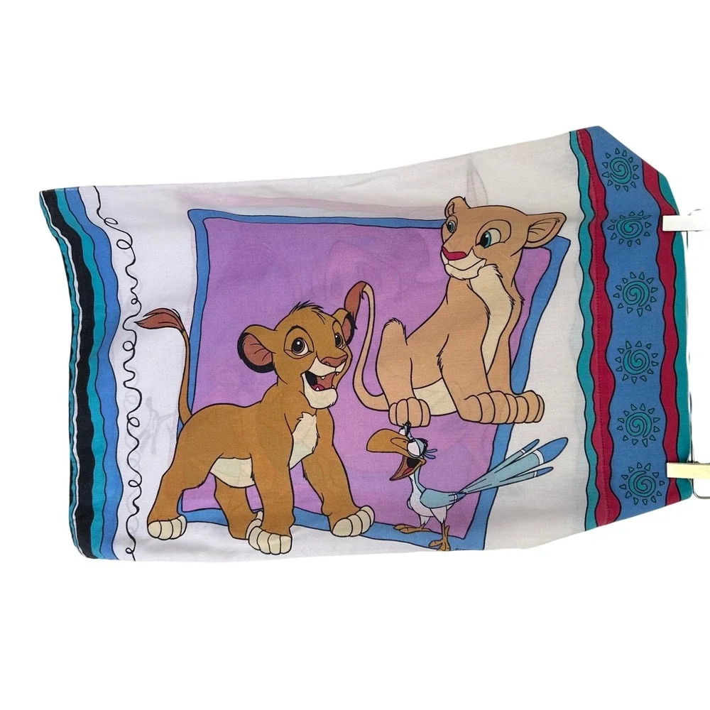 Disney Lion King Pillowcase Standard Multicolor Vintage 90s Simba Timon Pumbaa